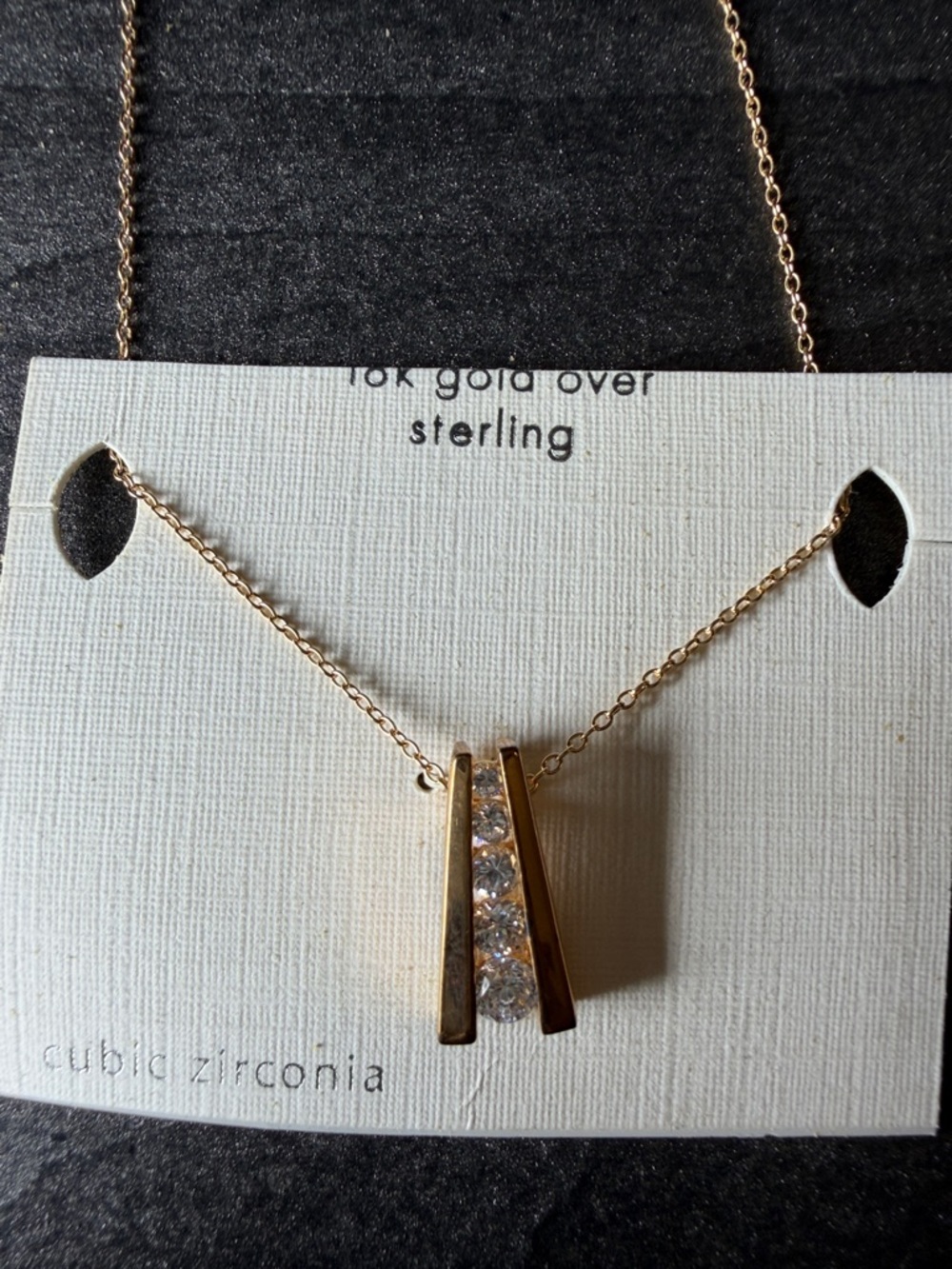 10K Gold Over Sterling Cubic Zirconia Pendant Necklace - Gold